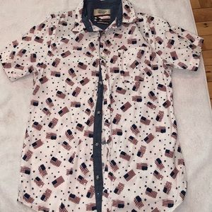 Straight faded button up short sleeve shirt